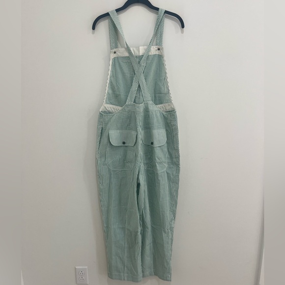 Free People Salopette In Town Green Striped Overalls Size Small New - Picture 8 of 10
